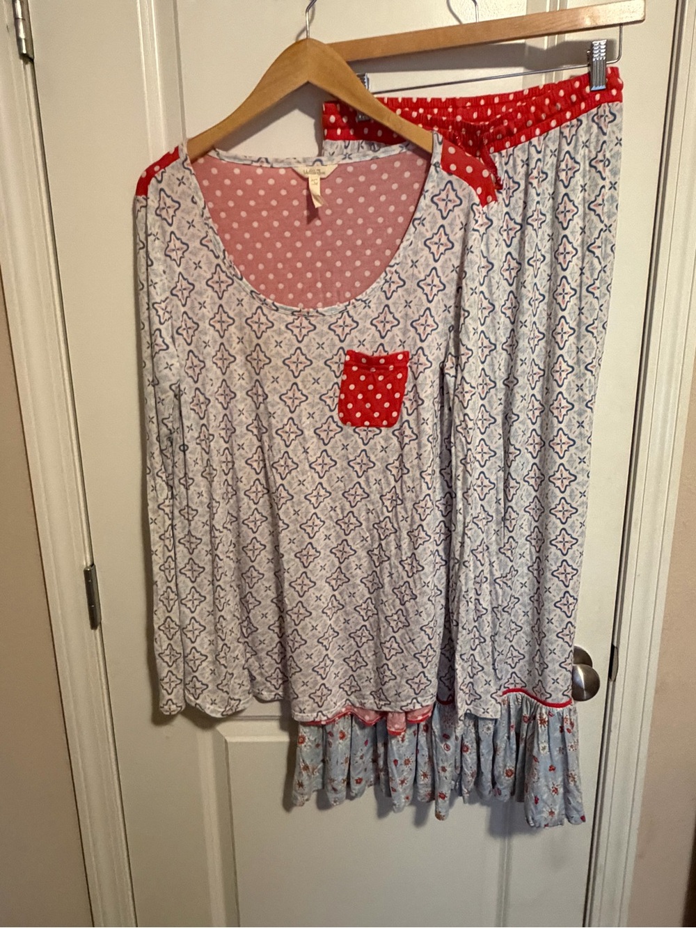 Matilda Jane White and Red Patterned Pajamas